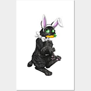 Bobtail BunnyCat: Black Tabby (White) Posters and Art